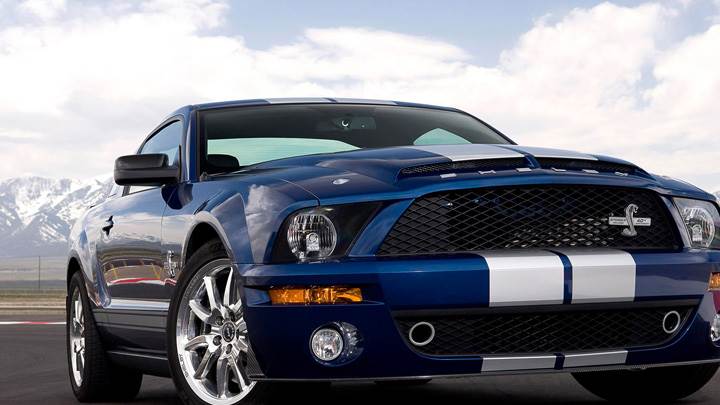 Front Pose of 2008 Ford Shelby GT500KR In Blue On Racing Track